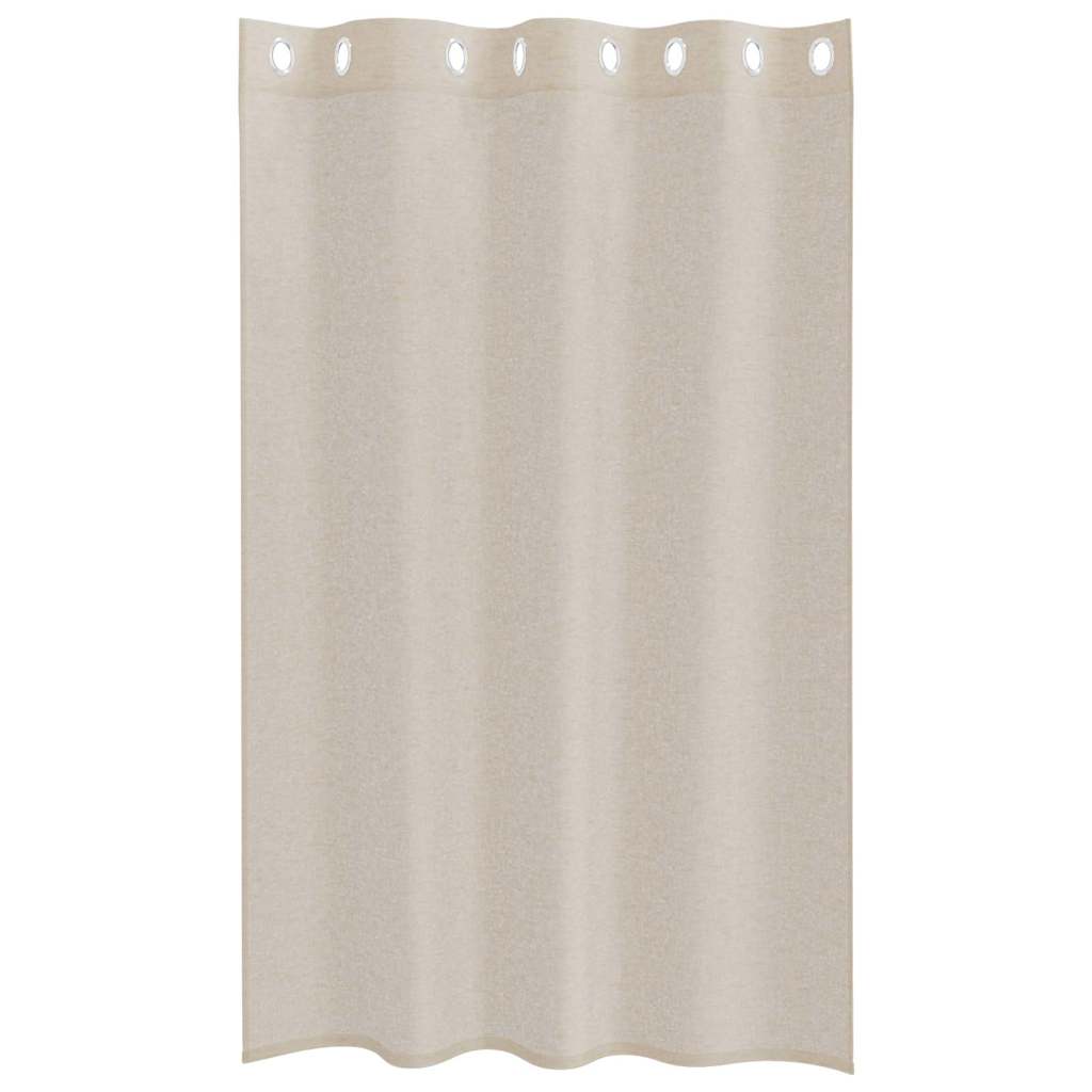 Voile Curtain with Curtains 2 pcs Sand 140x175cm Polyester
