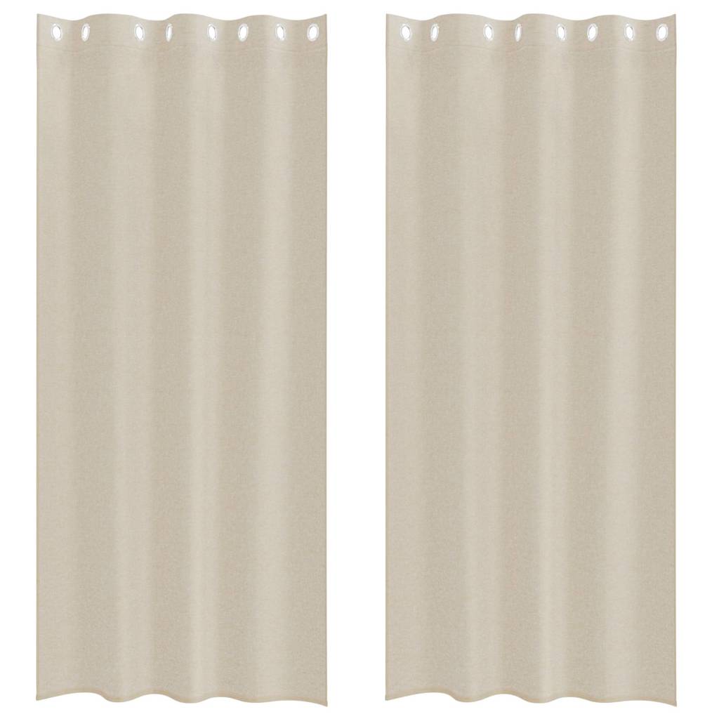 Voile Curtain with Curtains 2 pcs Sand 140x225cm Polyester