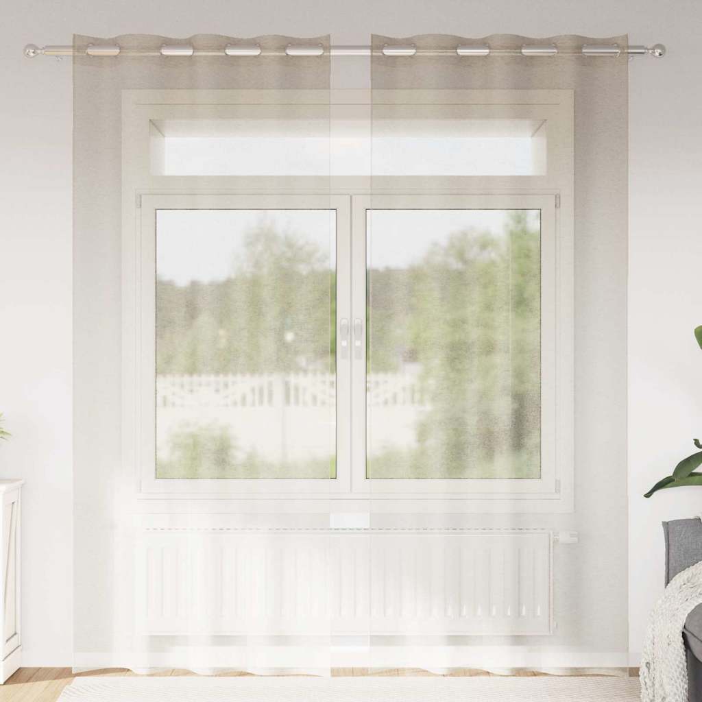 Voile Curtain with Curtains 2 pcs Sand 140x260cm Polyester