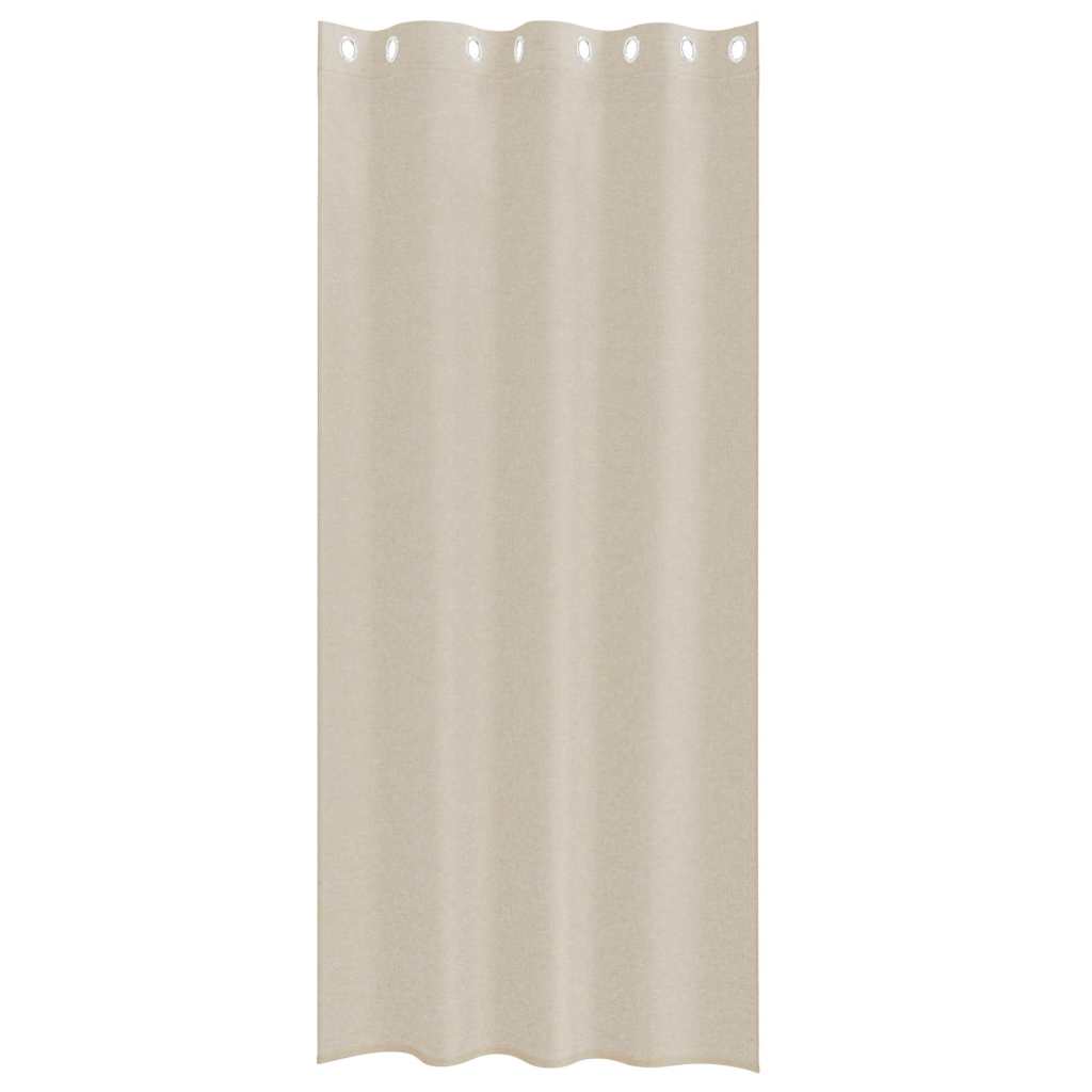 Voile Curtain with Curtains 2 pcs Sand 140x260cm Polyester
