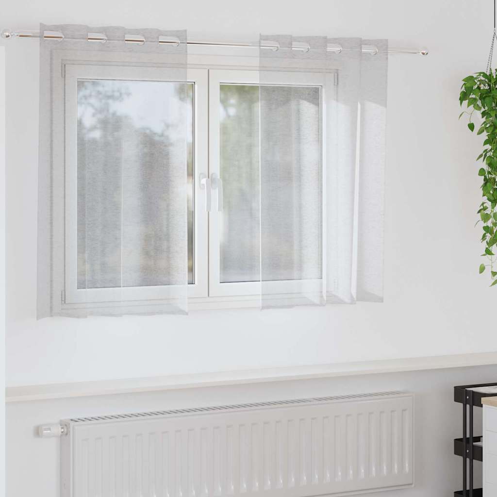Voile Curtain 2 pcs Light grey 140x140cm Polyester