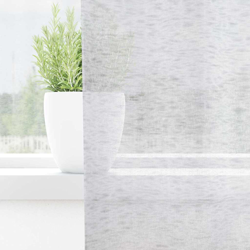 Voile Curtain 2 pcs Light grey 140x225cm Polyester