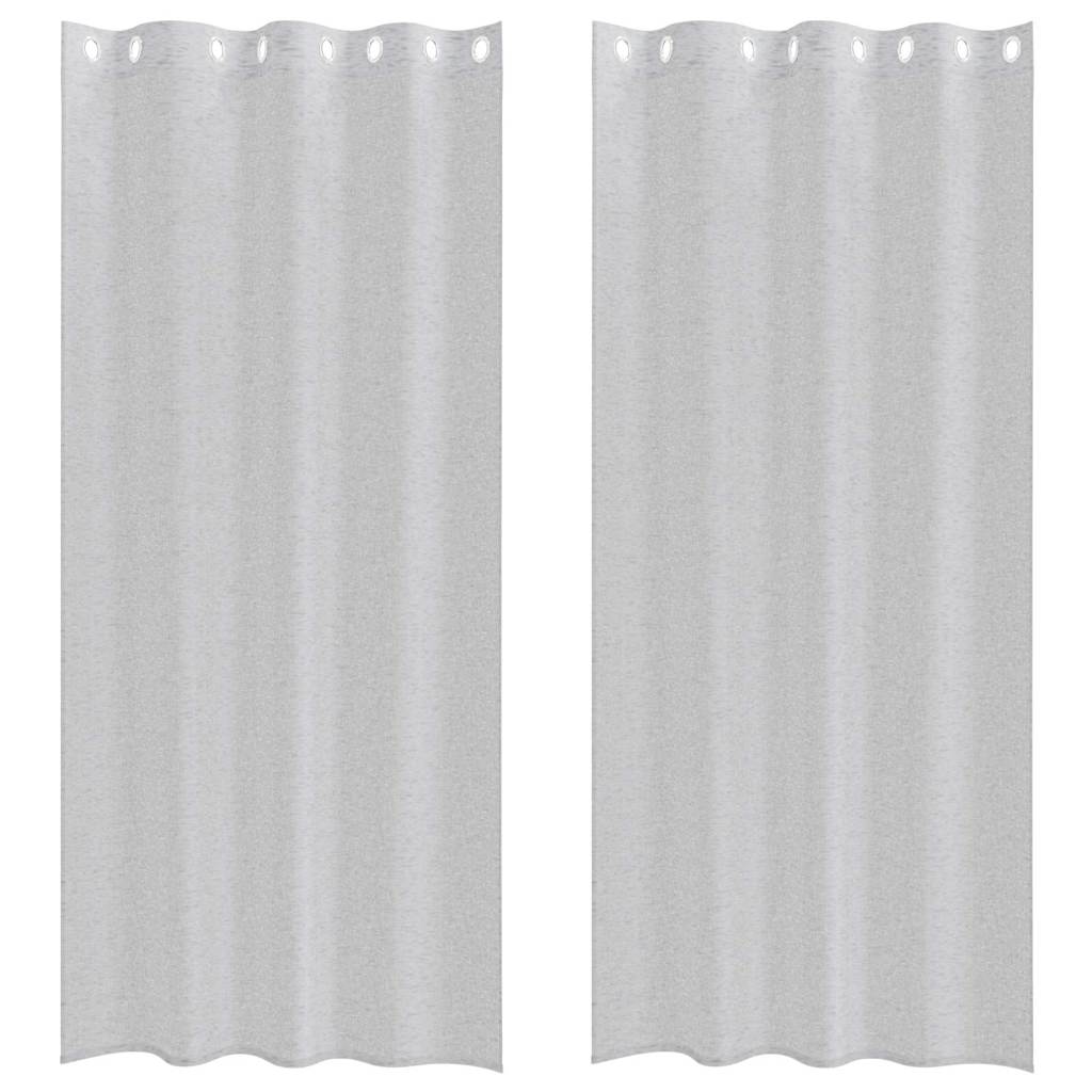 Voile Curtain 2 pcs Light grey 140x260cm Polyester