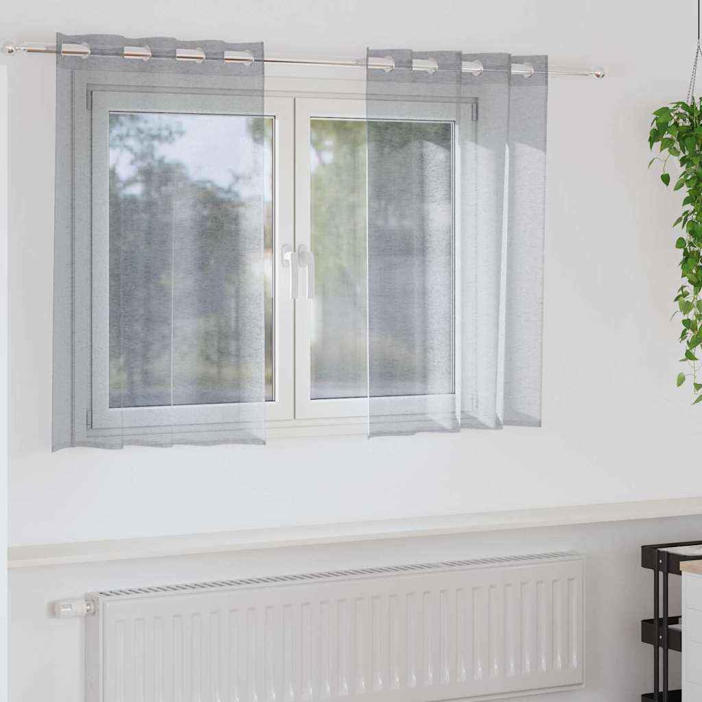 Voile Curtain with Curtains 2 pcs Dark grey 140x140cm Polyester
