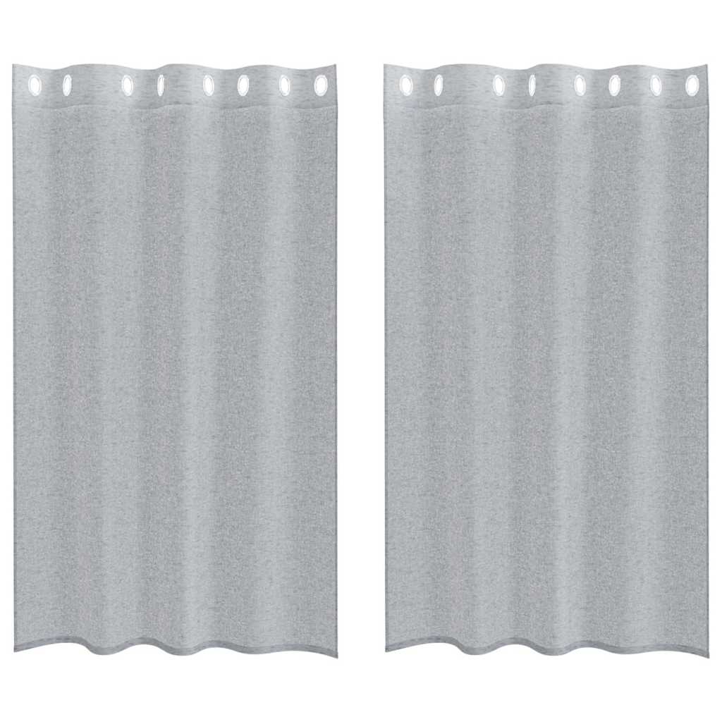 Voile Curtain with Curtains 2 pcs Dark grey 140x175cm Polyester