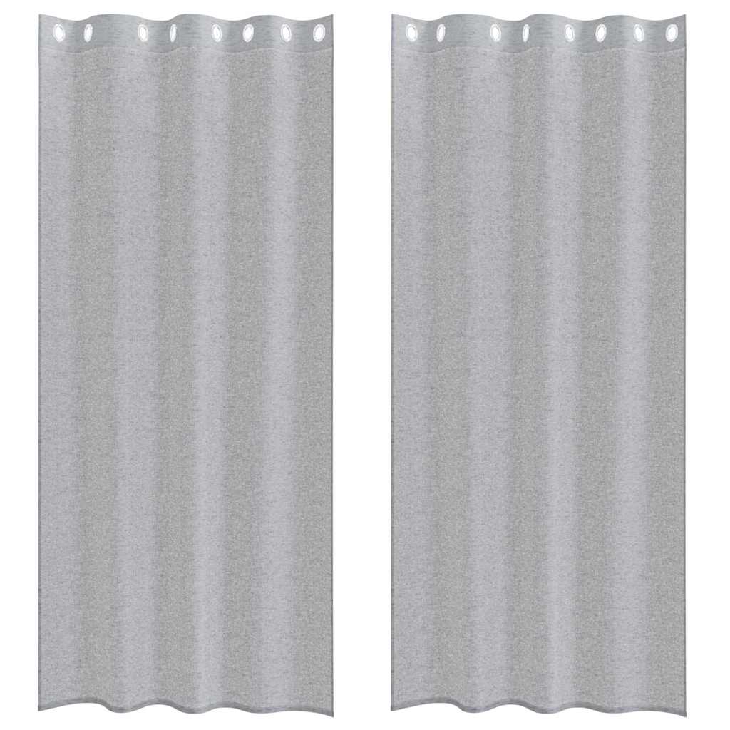 Voile Curtain with Curtains 2 pcs Dark grey 140x245cm Polyester