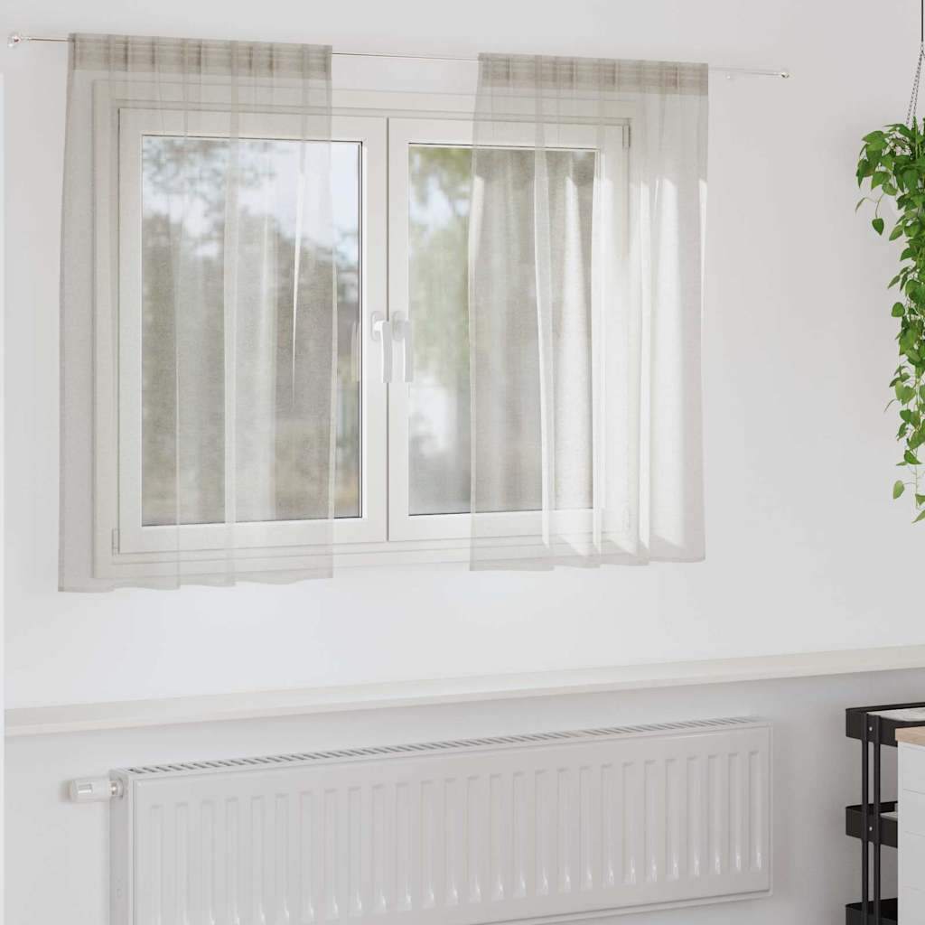 Voile Curtain with Curtains 2 pcs Cream 140x140cm Polyester