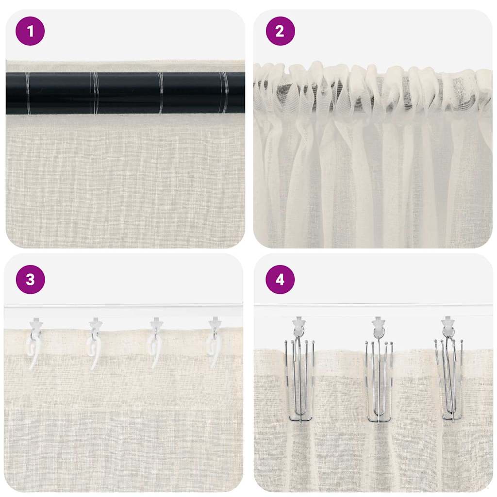 Voile Curtain with Curtains 2 pcs Cream 140x175cm Polyester