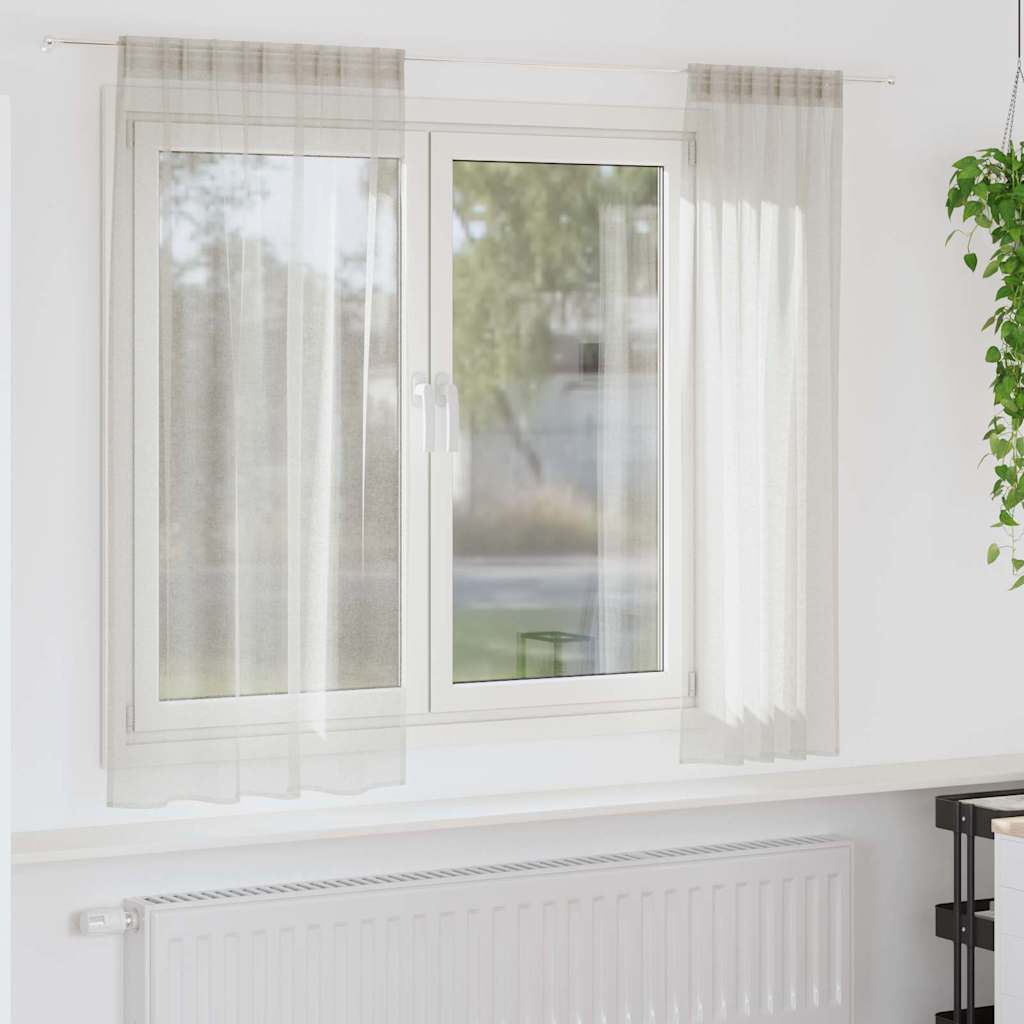 Voile Curtain with Curtains 2 pcs Cream 140x175cm Polyester