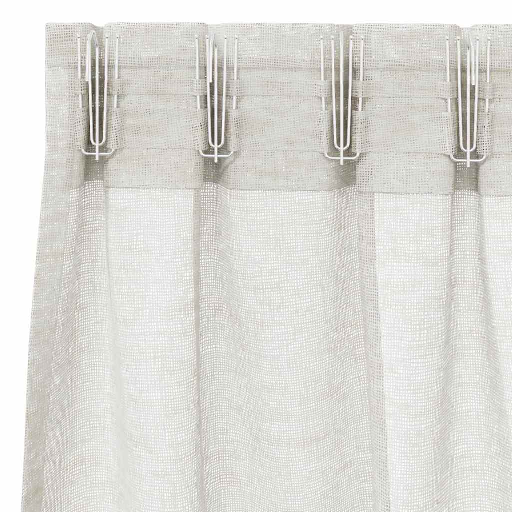 Voile Curtain with Curtains 2 pcs Cream 140x260cm Polyester