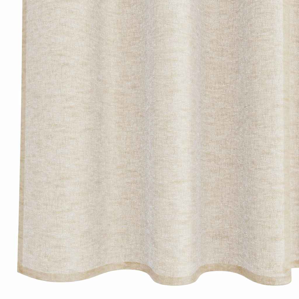 Voile Curtain with Curtains 2 pcs Sand 140x140cm Polyester