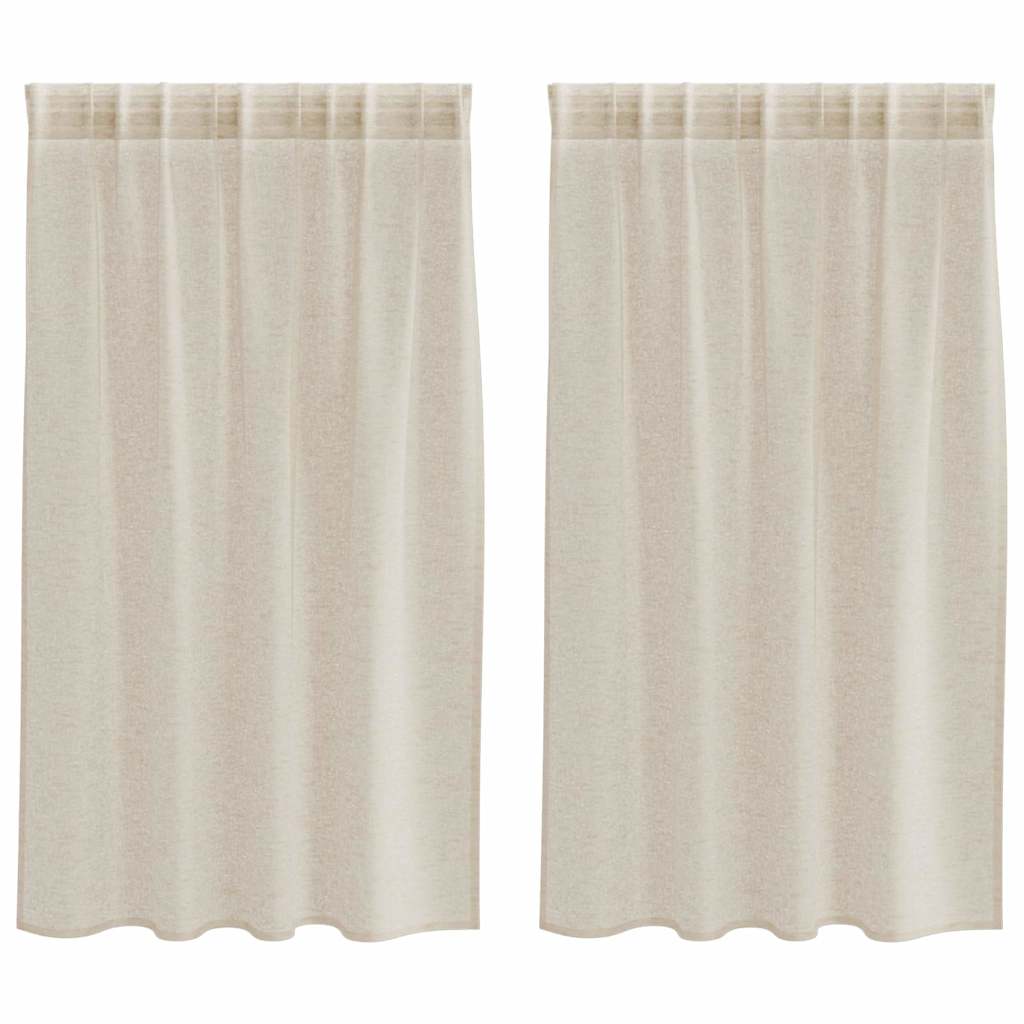 Voile Curtain with Curtains 2 pcs Sand 140x140cm Polyester
