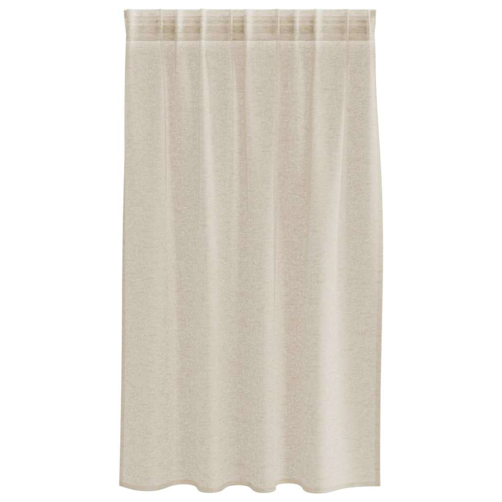 Voile Curtain with Curtains 2 pcs Sand 140x140cm Polyester