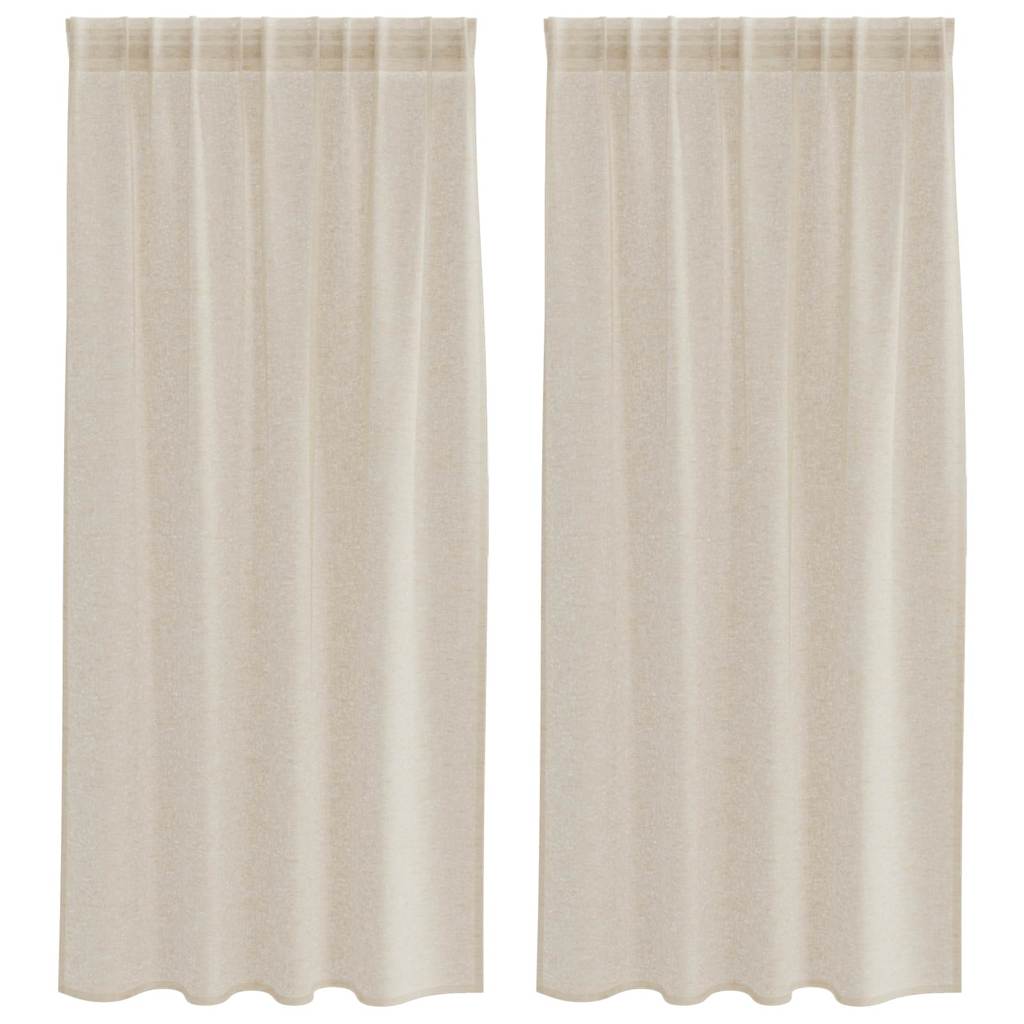Voile Curtain with Curtains 2 pcs Sand 140x175cm Polyester
