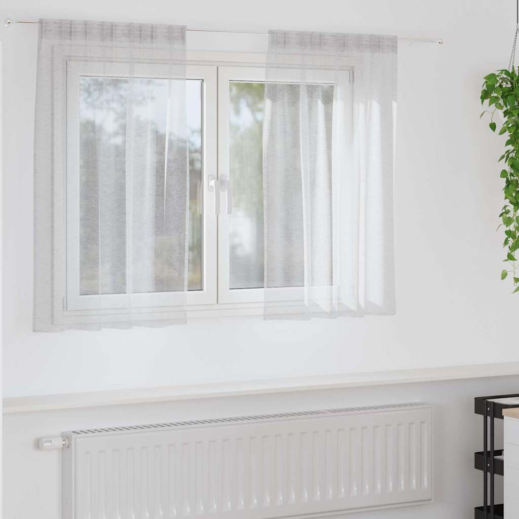 Voile Curtain 2 pcs Light grey 140x140cm Polyester
