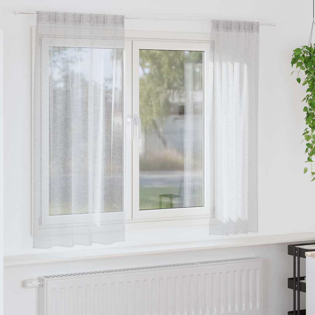 Voile Curtain 2 pcs Light grey 140x175cm Polyester