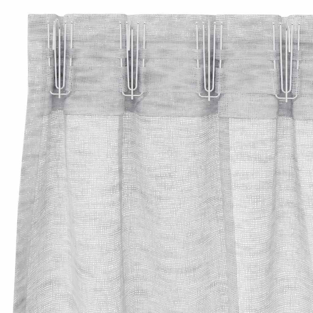 Voile Curtain 2 pcs Light grey 140x225cm Polyester