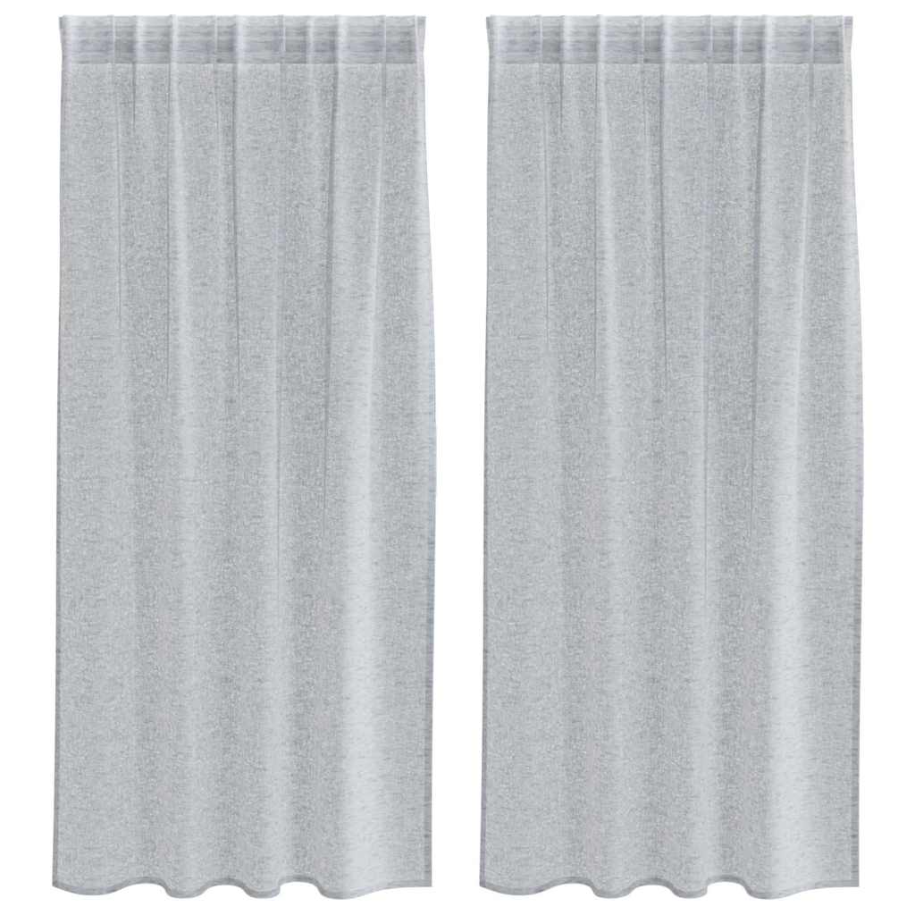 Voile Curtain with Curtains 2 pcs Dark grey 140x175cm Polyester