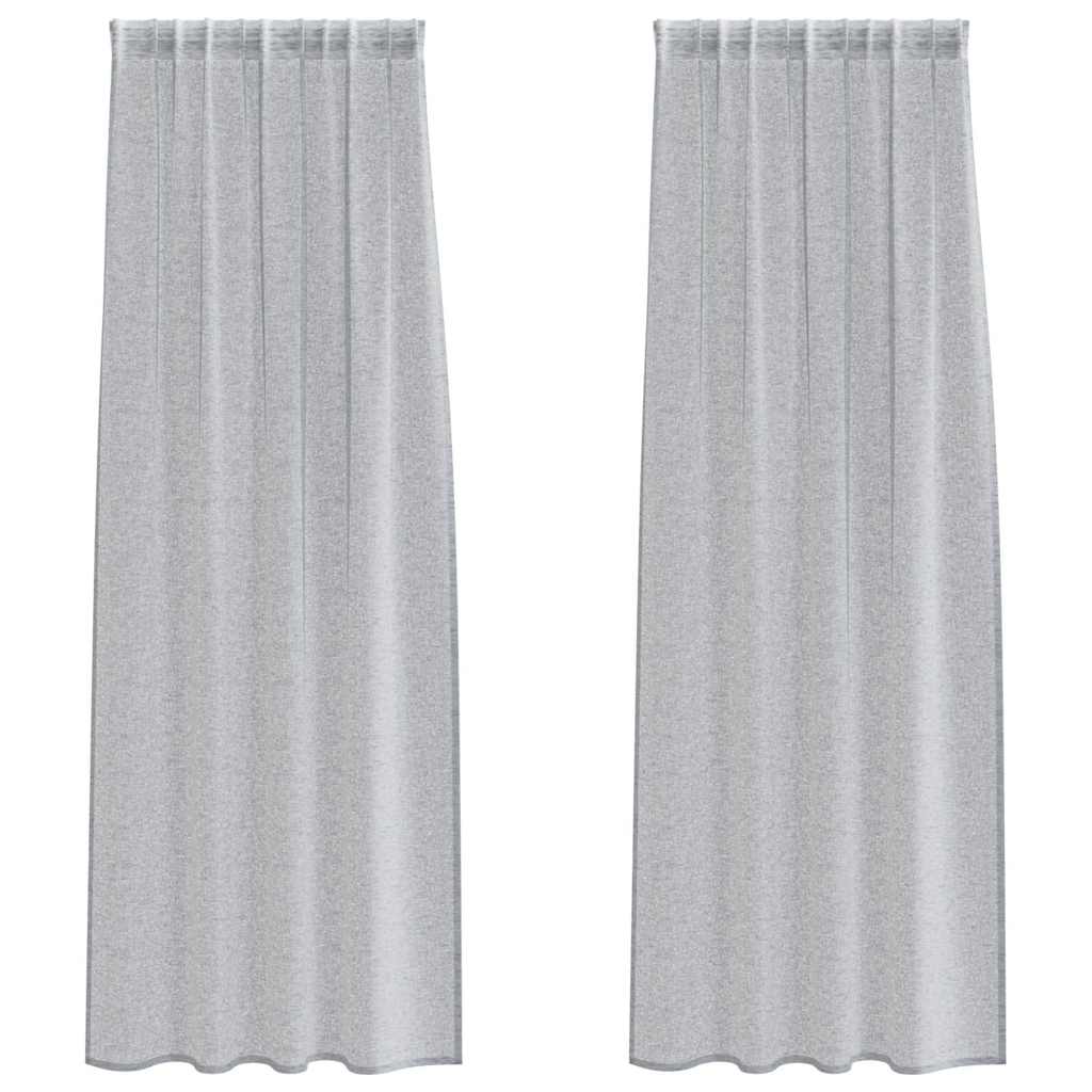 Voile Curtain with Curtains 2 pcs Dark grey 140x225cm Polyester