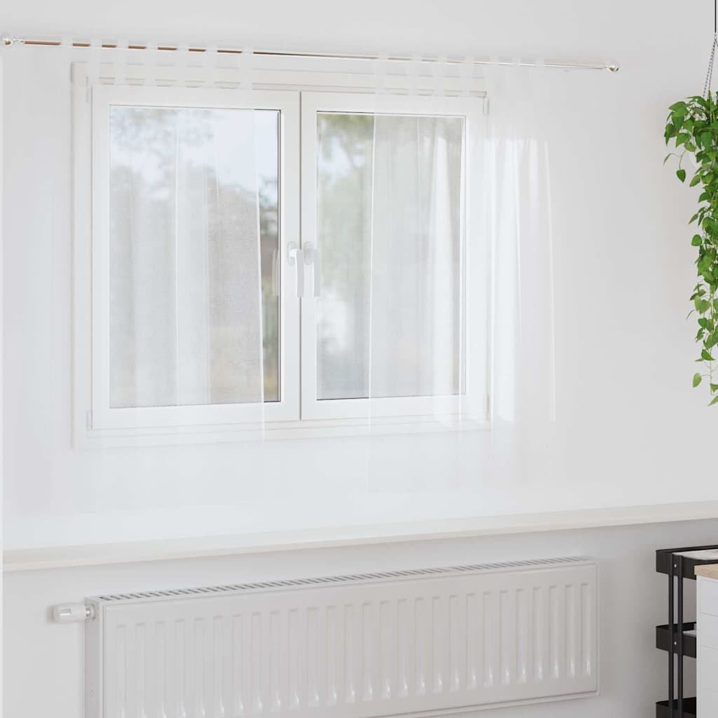 Voile Curtain with Curtains 2 pcs White 140 x 140 cm Polyester