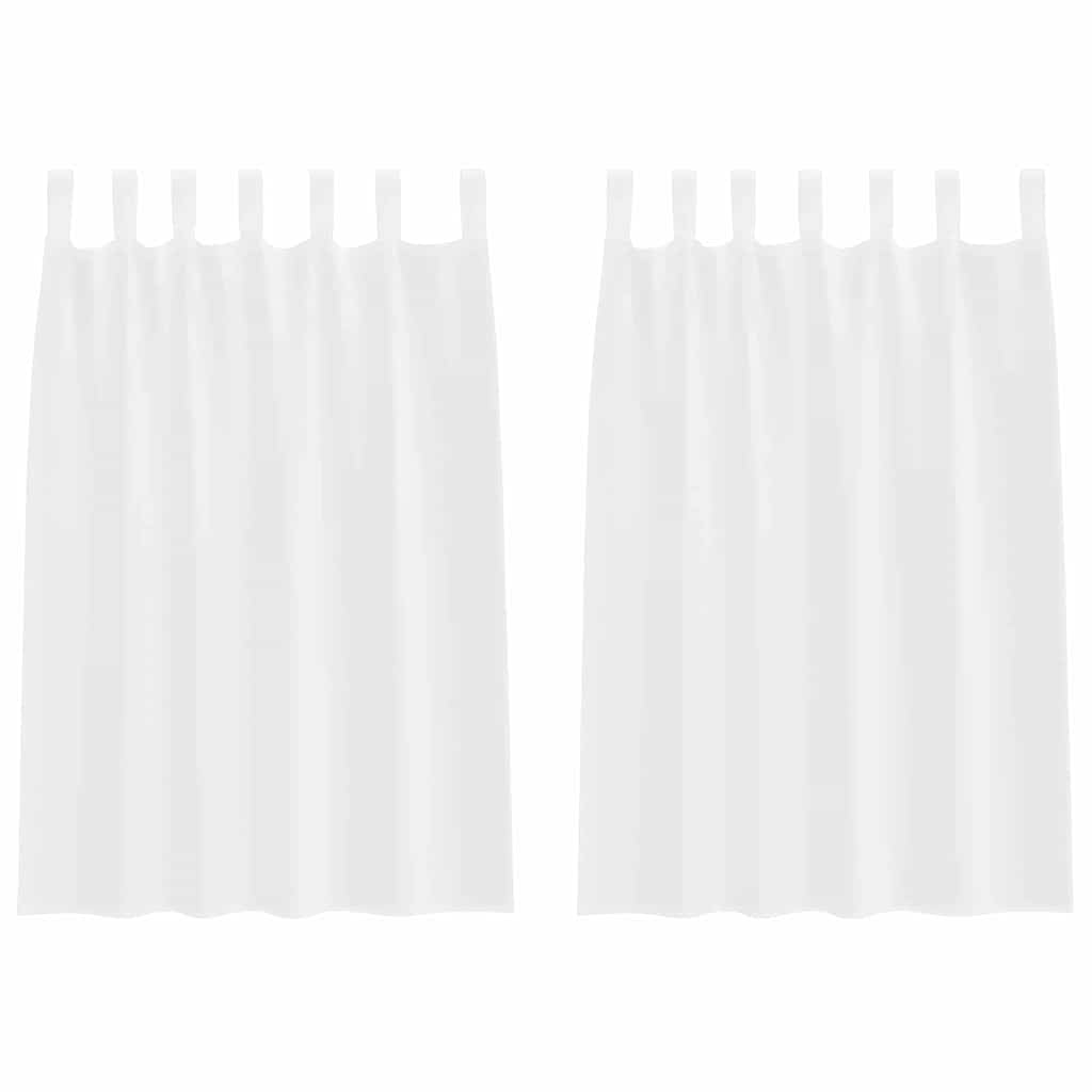 Voile Curtain with Curtains 2 pcs White 140 x 140 cm Polyester