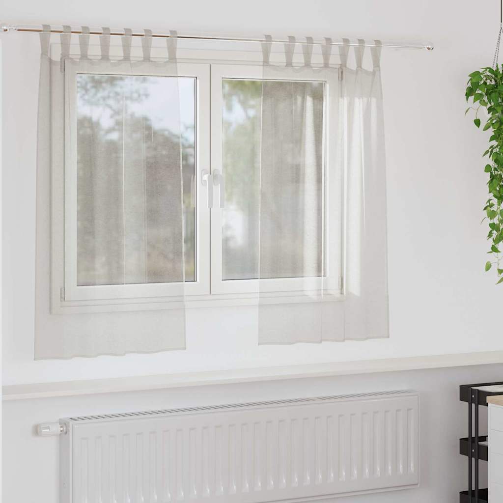 Voile Curtain with Curtains 2 pcs Cream 140x140cm Polyester