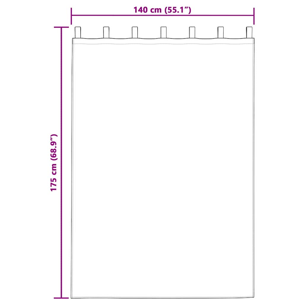 Voile Curtain with Curtains 2 pcs Cream 140x175cm Polyester