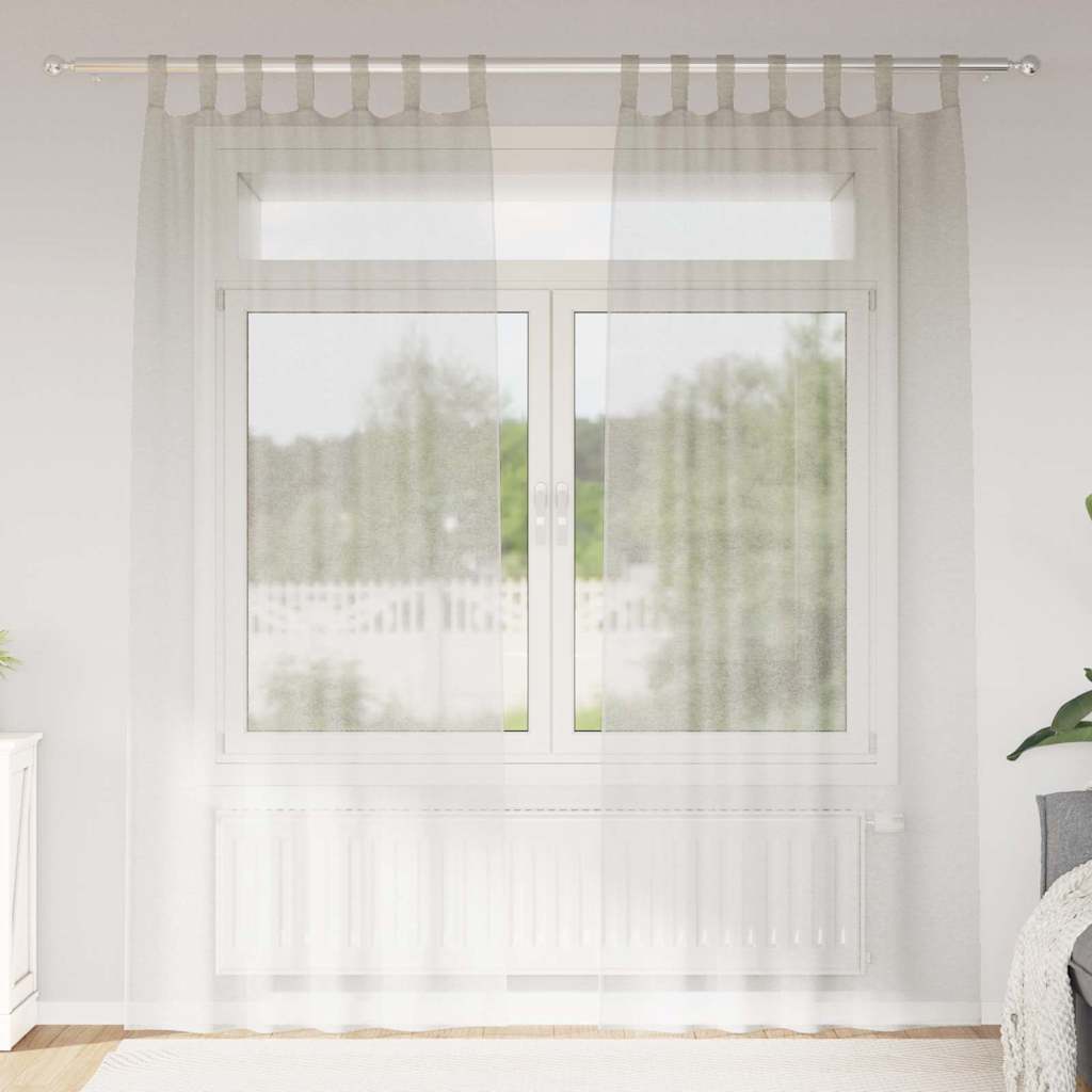Voile Curtain with Curtains 2 pcs Cream 140x260cm Polyester