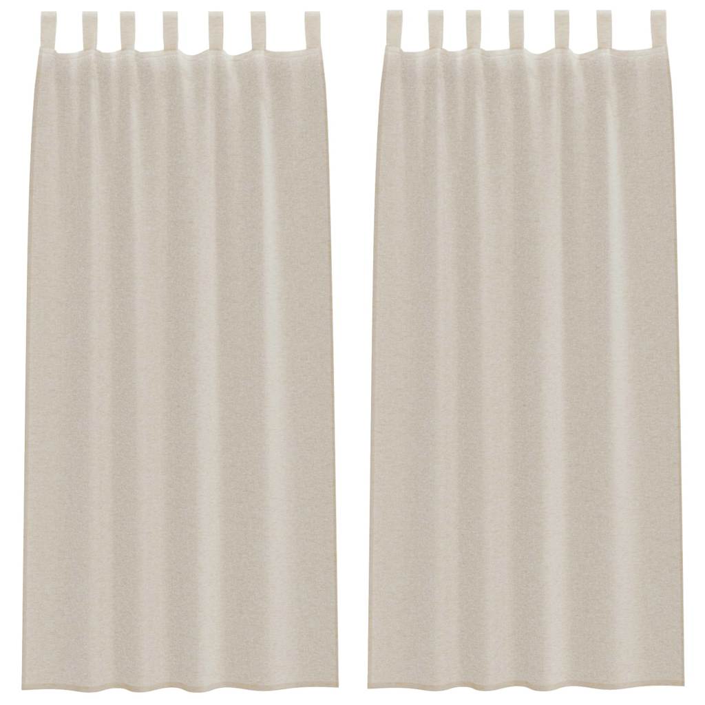 Voile Curtain with Curtains 2 pcs Sand 140x245cm Polyester
