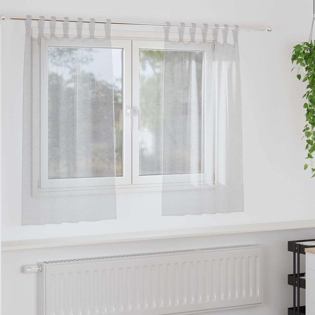 Voile Curtain 2 pcs Light grey 140x140cm Polyester