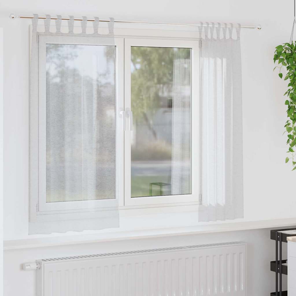 Voile Curtain 2 pcs Light grey 140x175cm Polyester