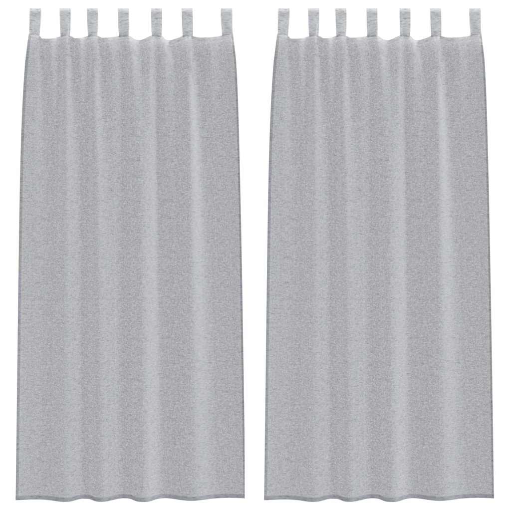 Voile Curtain with Curtains 2 pcs Dark grey 140x260cm Polyester