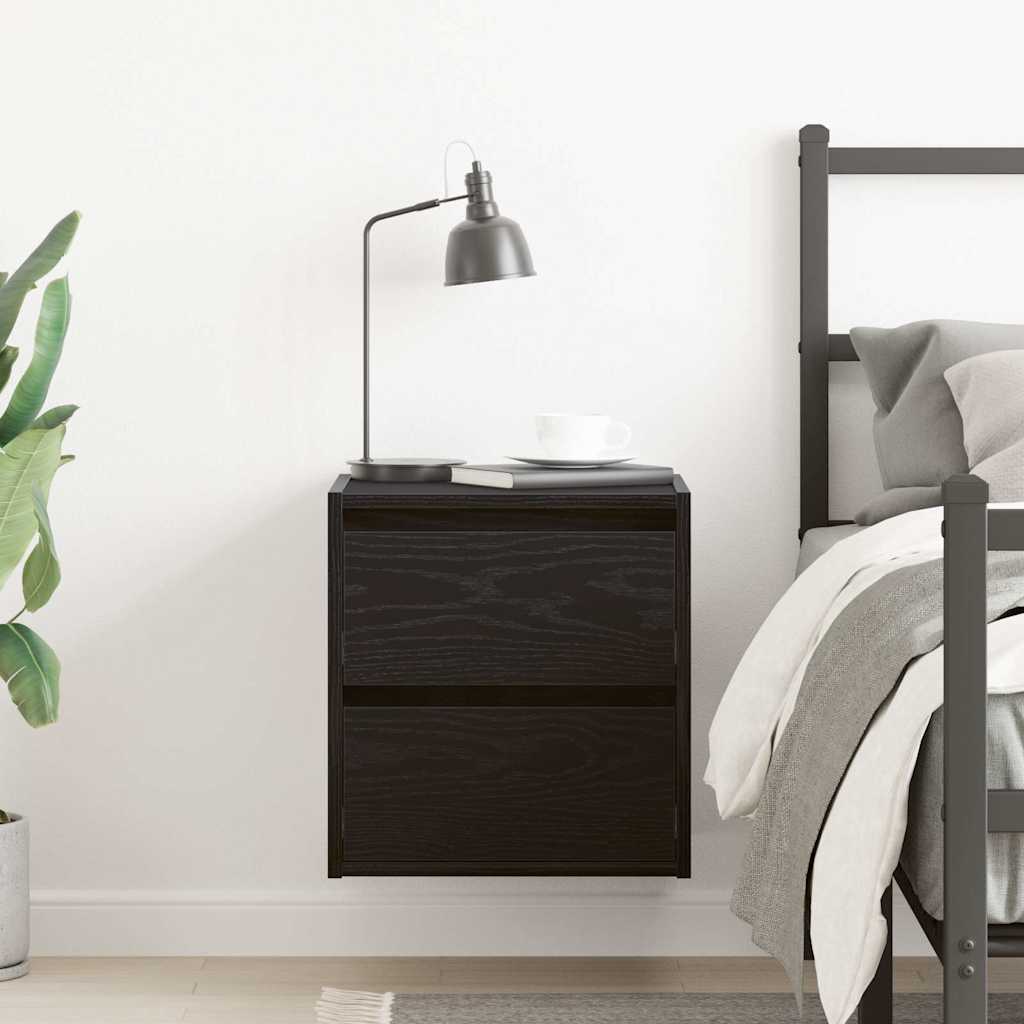 Wall-mounted Bedside Cabinet Black Oak 38x34x40 cm