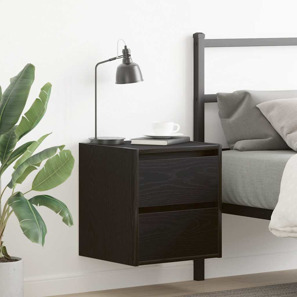 Wall-mounted Bedside Cabinet Black Oak 38x34x40 cm