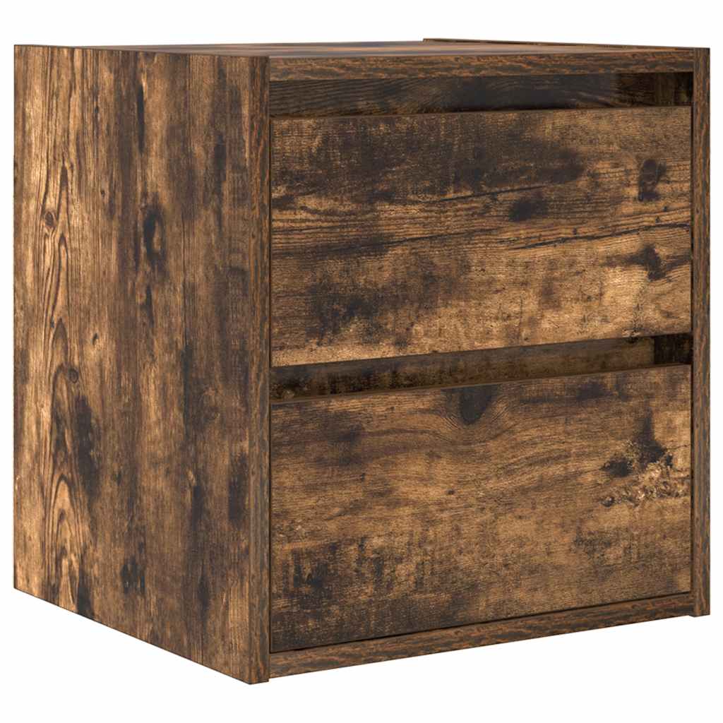 Wall-mounted Bedside Cabinet Smoked Oak 38x34x40 cm