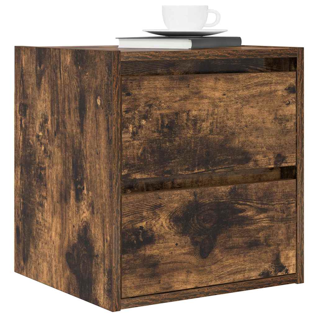 Wall-mounted Bedside Cabinet Smoked Oak 38x34x40 cm