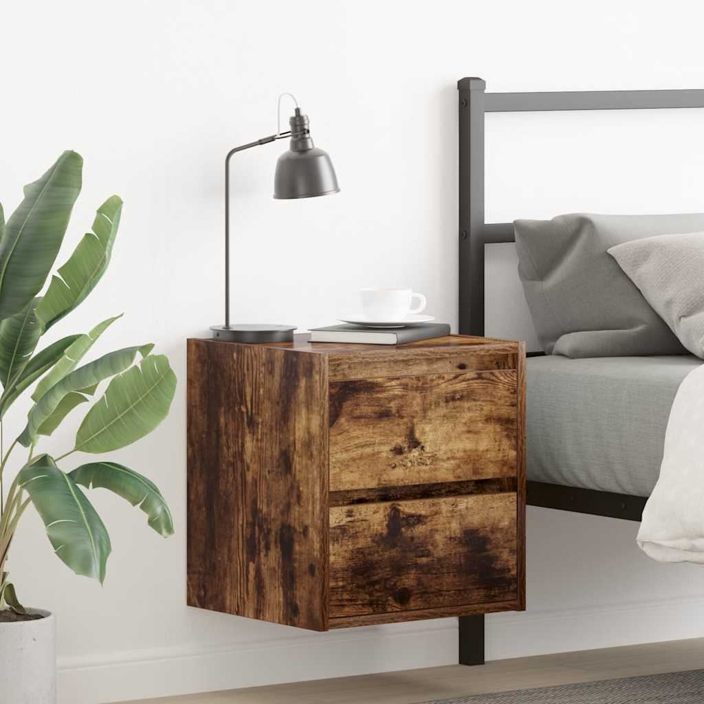 Wall-mounted Bedside Cabinets 2 pcs Smoked Oak 38x34x40 cm