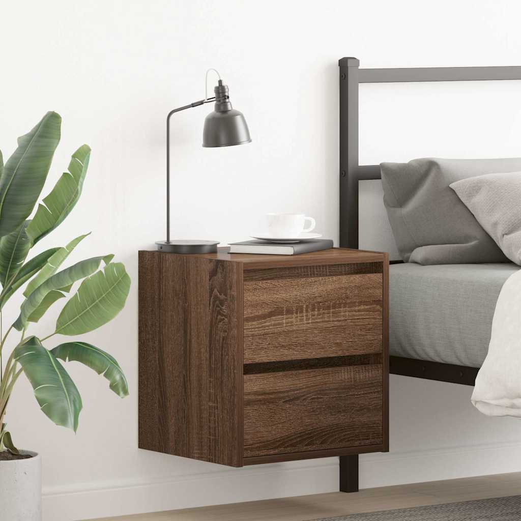 Wall-mounted Bedside Cabinet Brown Oak 38x34x40 cm