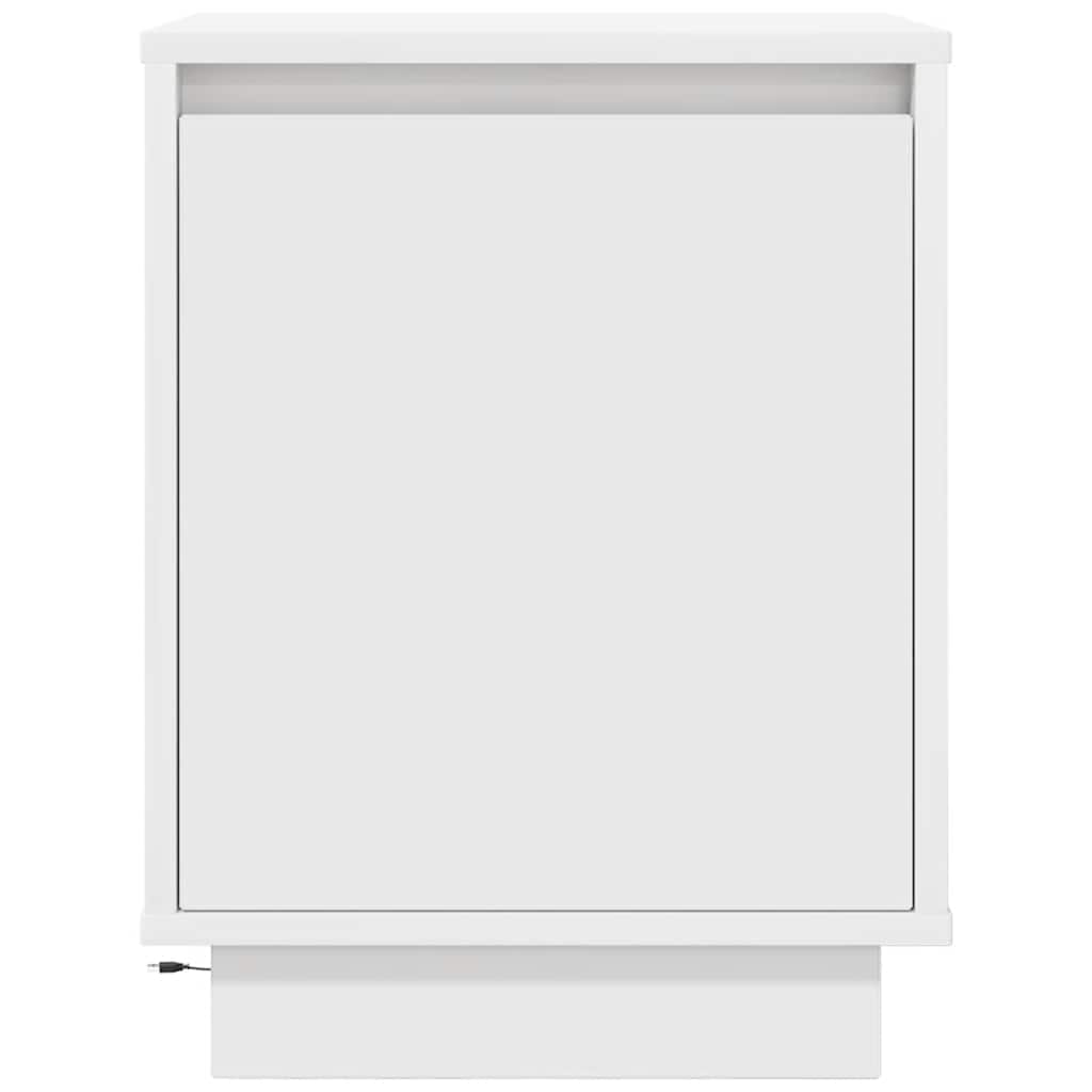 Bedside Cabinet with LED Lights White 38x34x50 cm