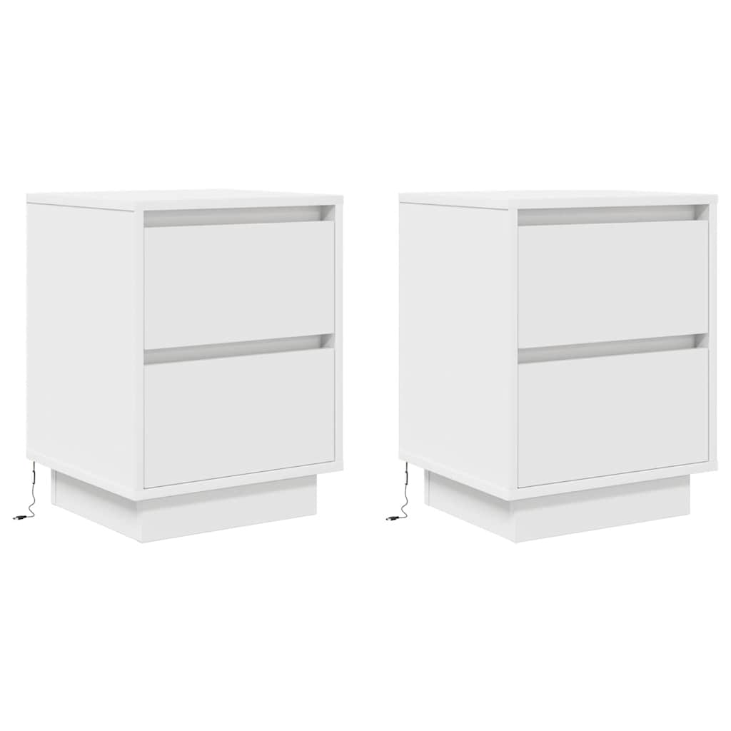 Bedside Cabinets with LED Lights 2 pcs White 38x34x50 cm