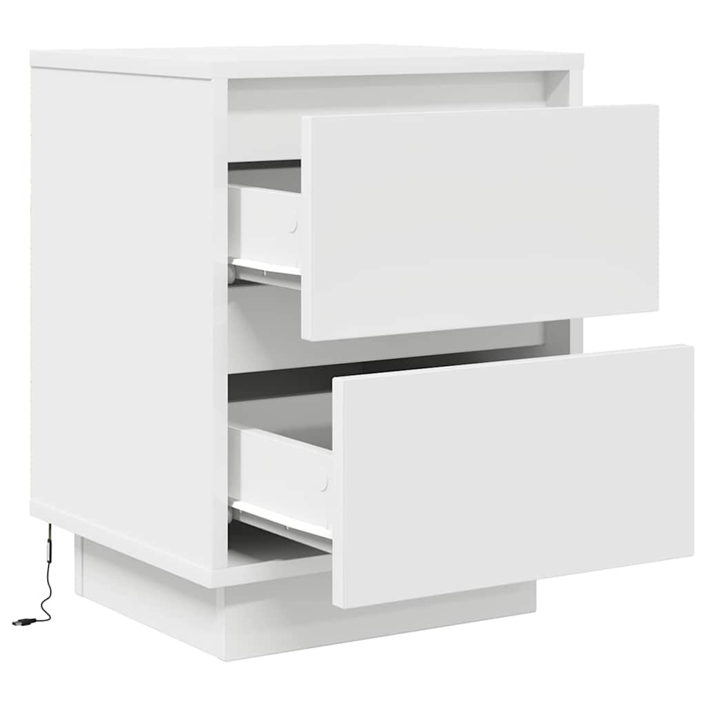 Bedside Cabinets with LED Lights 2 pcs White 38x34x50 cm