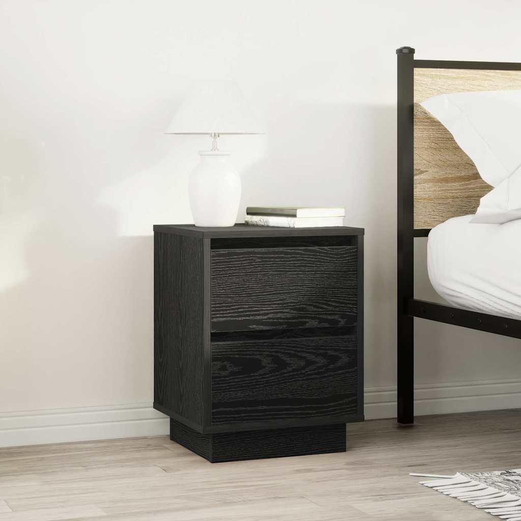Bedside Cabinets with LED Lights 2 pcs Black 38x34x50 cm