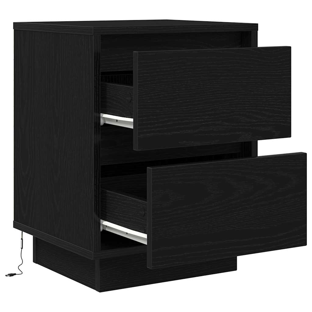 Bedside Cabinets with LED Lights 2 pcs Black 38x34x50 cm