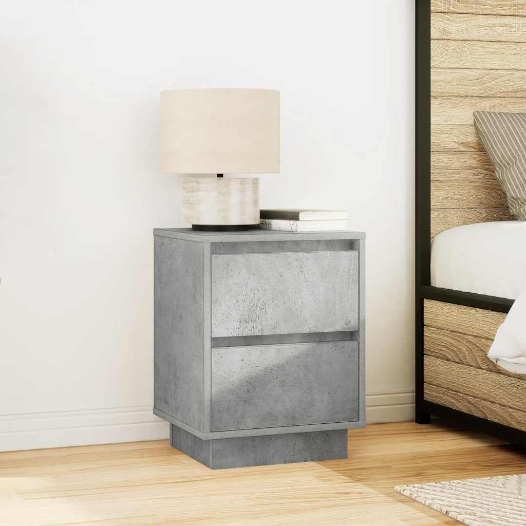 Bedside Cabinets with LED Lights 2 pcs Concrete Grey 38x34x50 cm