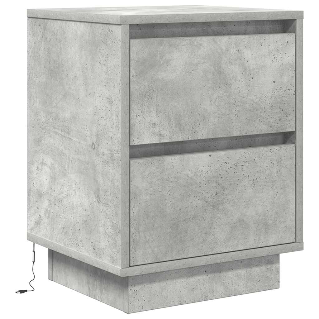 Bedside Cabinets with LED Lights 2 pcs Concrete Grey 38x34x50 cm