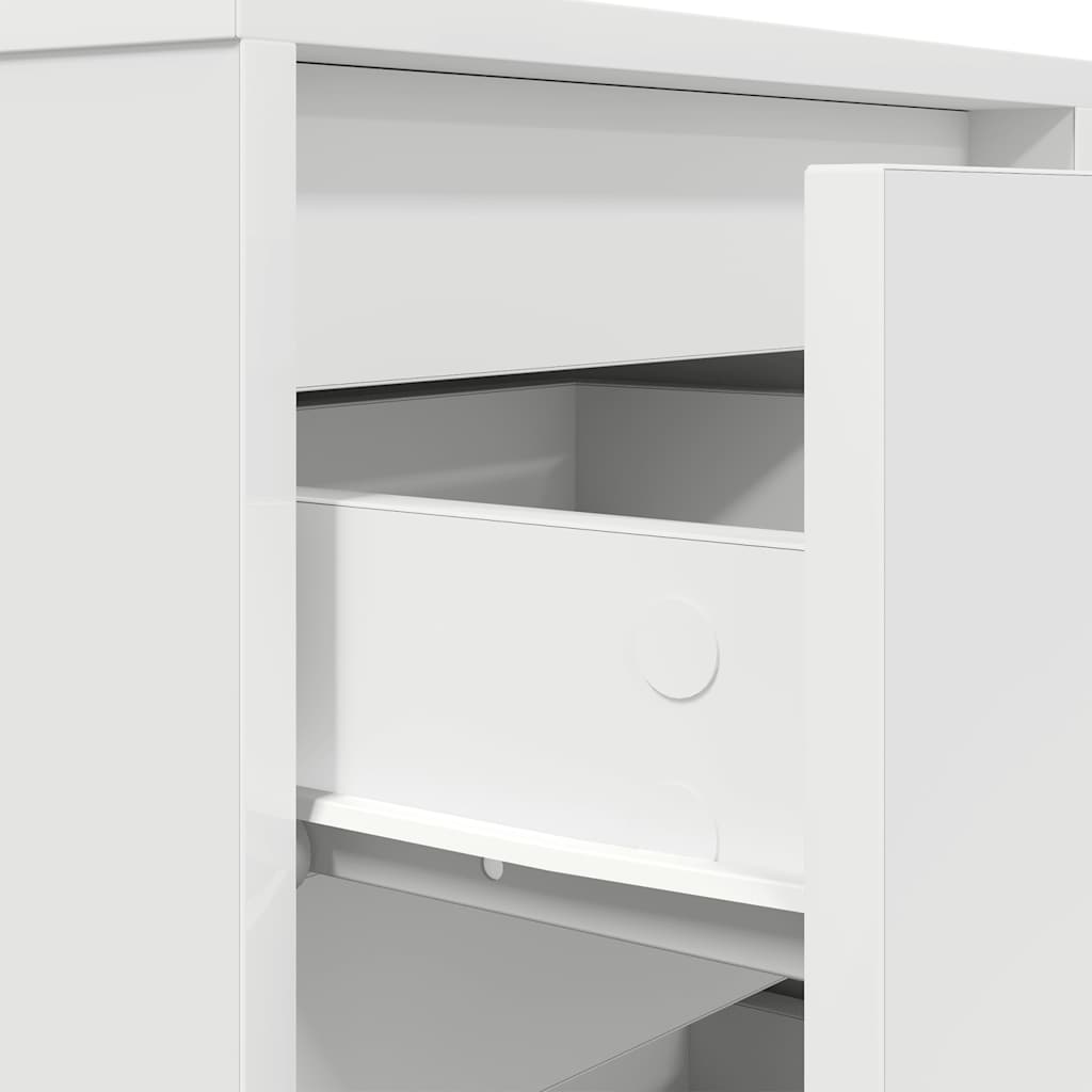 Bedside Cabinet with LED Lights White 38x34x65 cm