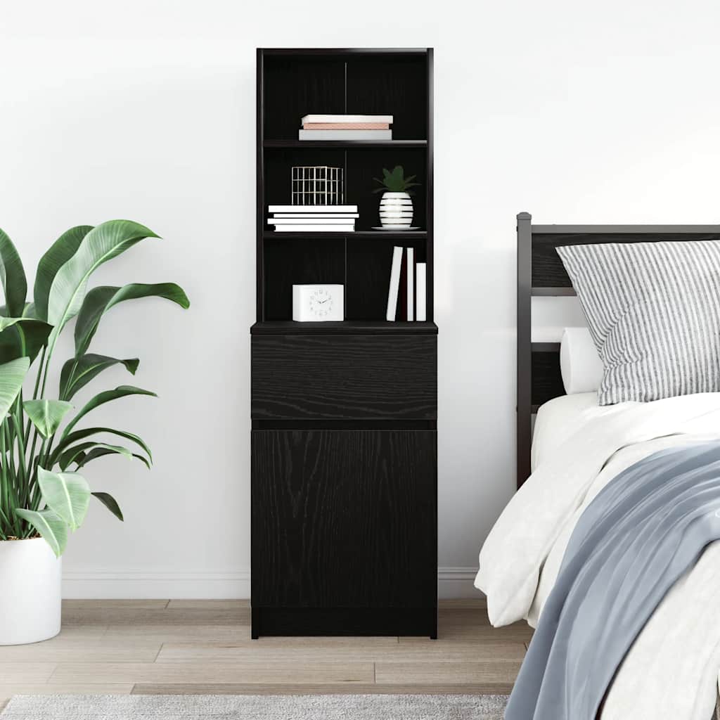 Bedside Cabinet Black 39x35x125 cm Engineered Wood