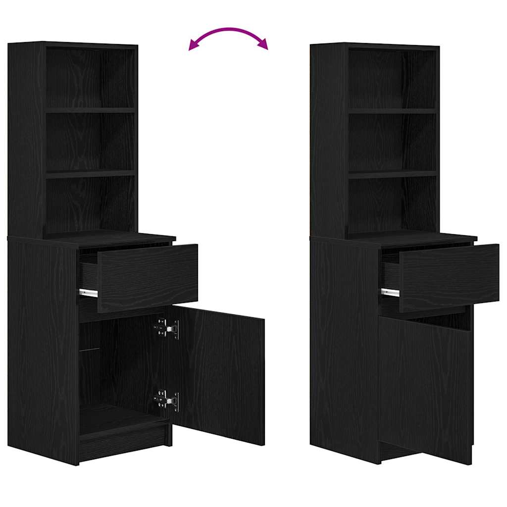 Bedside Cabinet Black 39x35x125 cm Engineered Wood