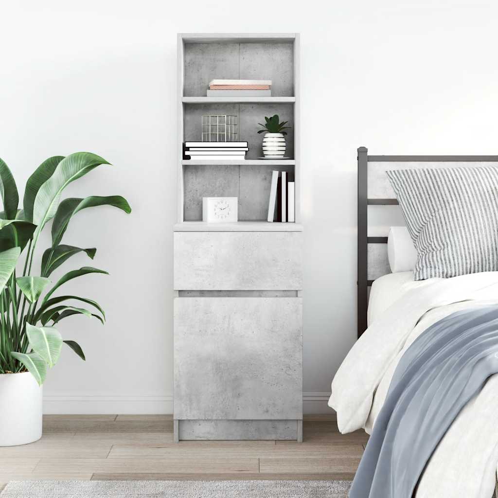 Bedside Cabinet Concrete Grey 39x35x125 cm Engineered Wood
