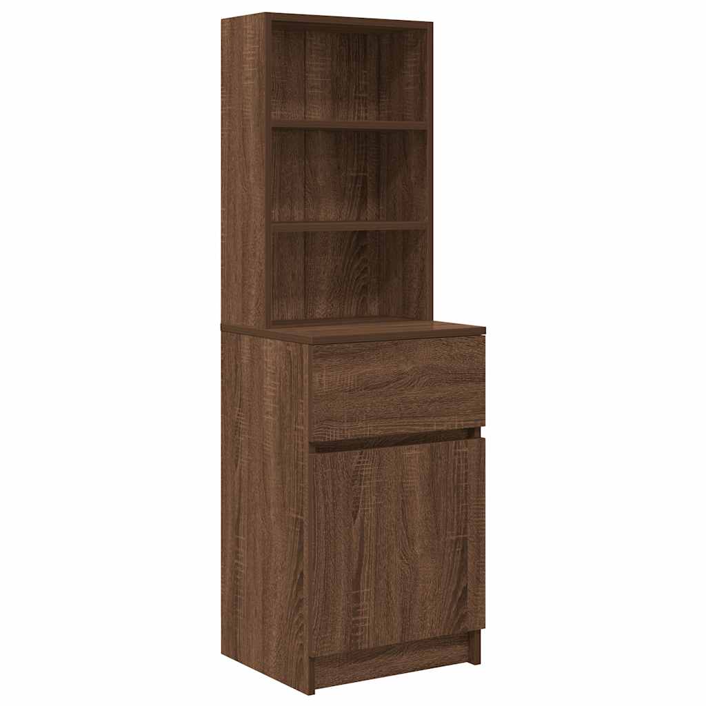 Bedside Cabinet Brown Oak 39x35x125 cm Engineered Wood
